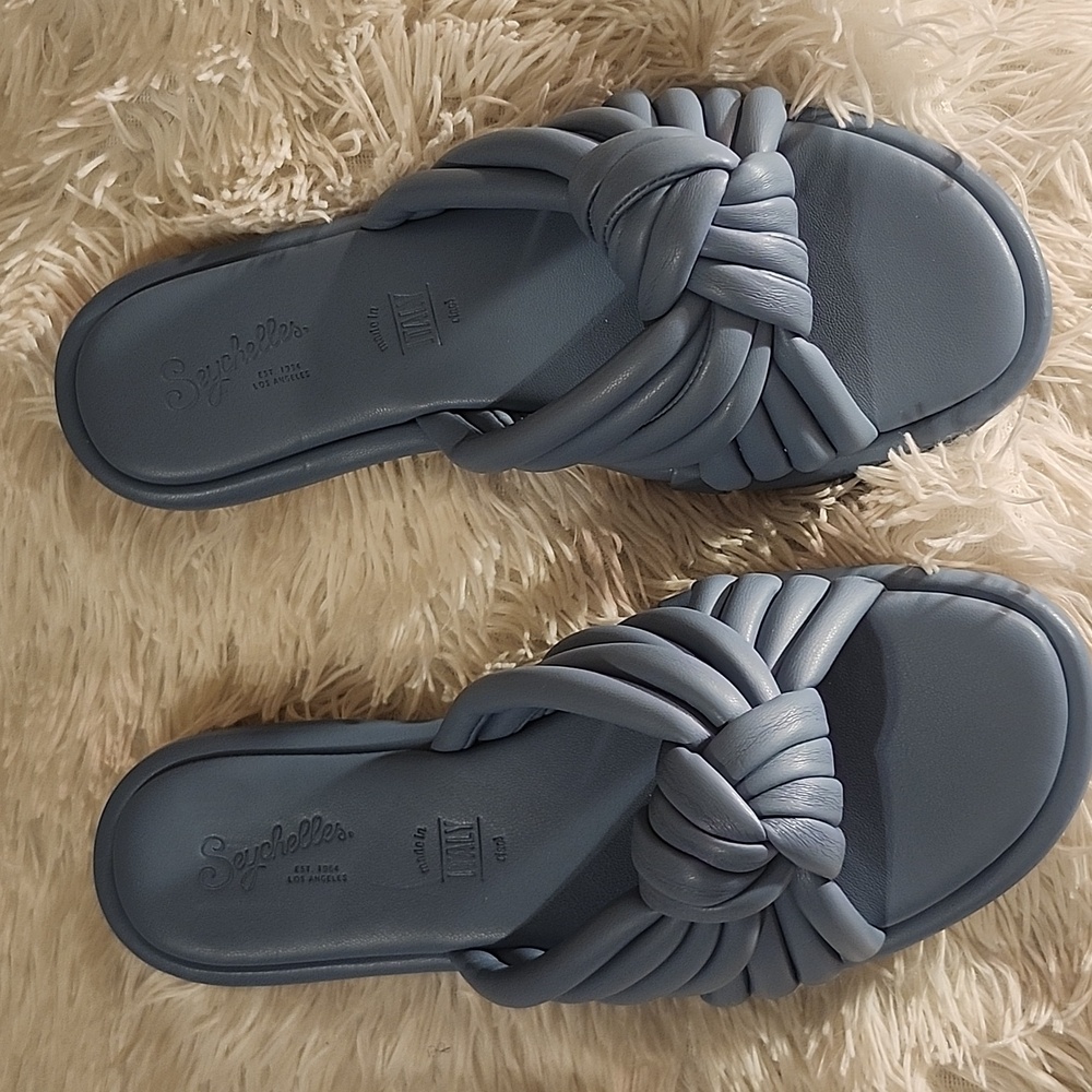 Seychelles Braided Knot Slide Sandals in Slate Blue